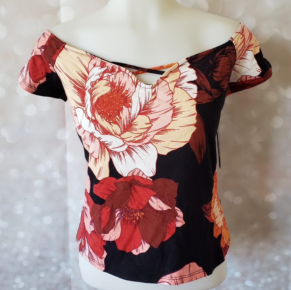 Guess V-neck Floral Croptop